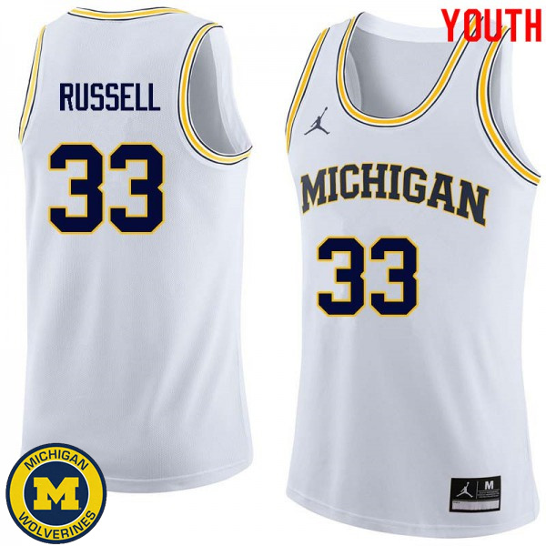 Youth Michigan Wolverines #33 Cazzie Russell White High School Basketball Jersey